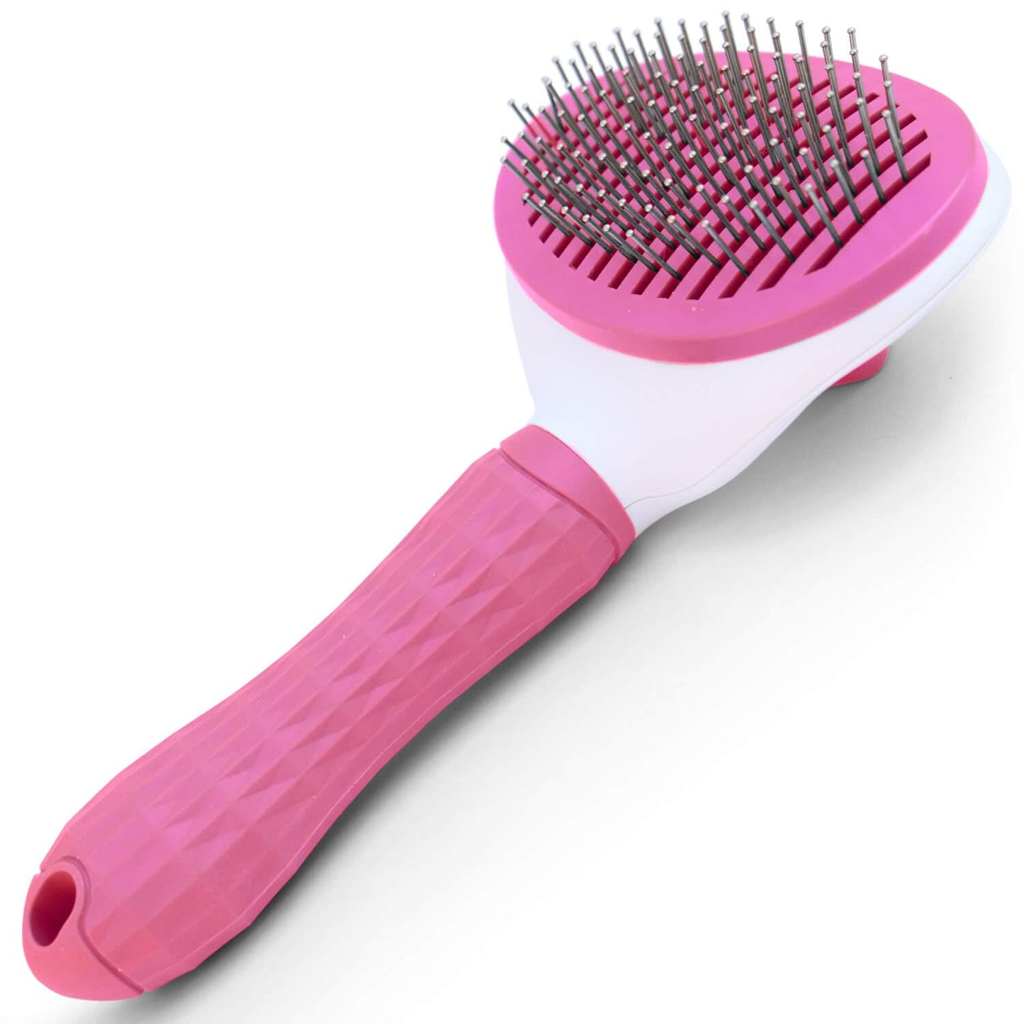 Self-Cleaning Slicker Brush for Dogs Cats - Upgraded Deshedding Grooming Tool with One-Click Clean, Ergonomic Grip & Gentle Massage Tips - Ideal for Long/Short Haired Pets, Pink