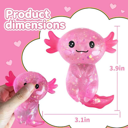 Axolotls Squishies Fidget Stress Ball,Cute Squishies Axolotls Toy,Easter Basket Stuffers, Stress Ball Squeeze Toys for Stress Relief (Pink)