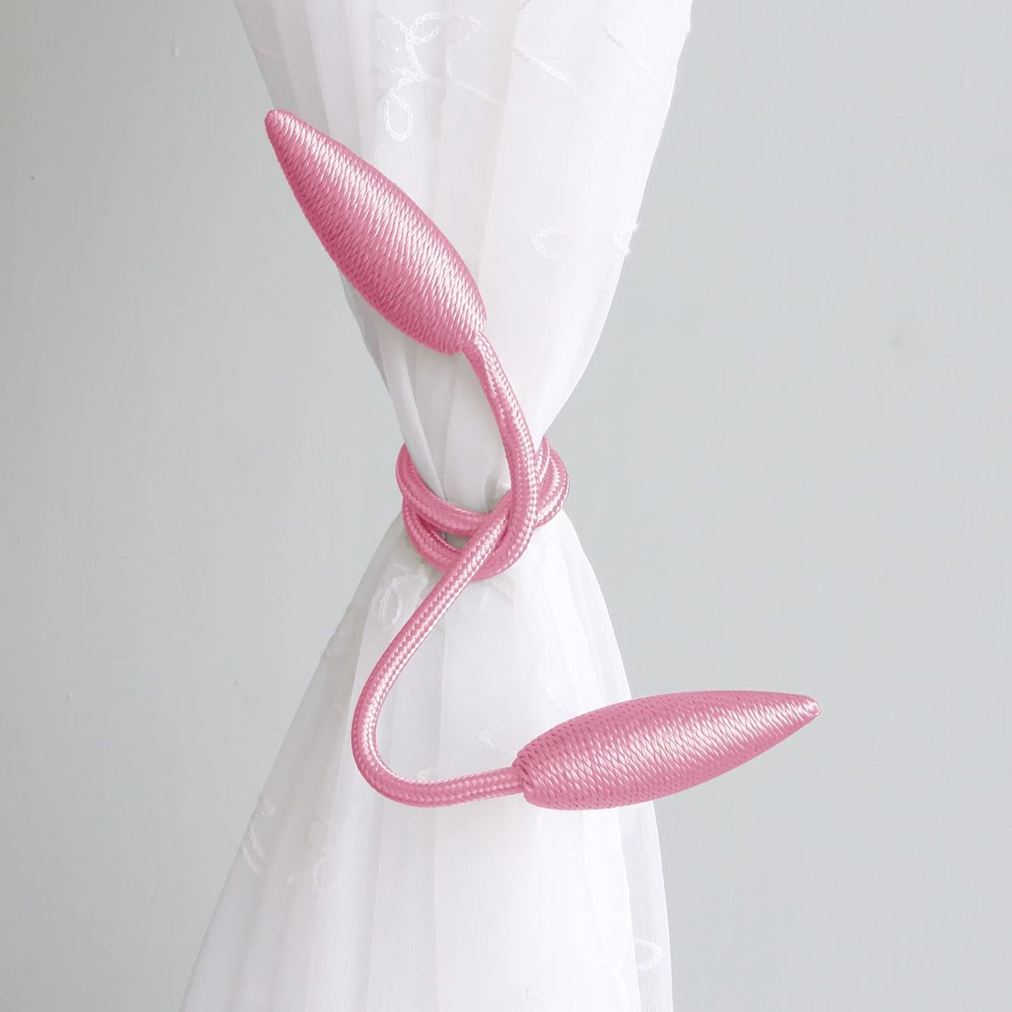 Valea Home 2 Pieces Curtain Tiebacks Clips Creative Window Drape Twist Tie Backs European Style Custom Made Curtain Holders Decorative Draperies Holdbacks, Pink