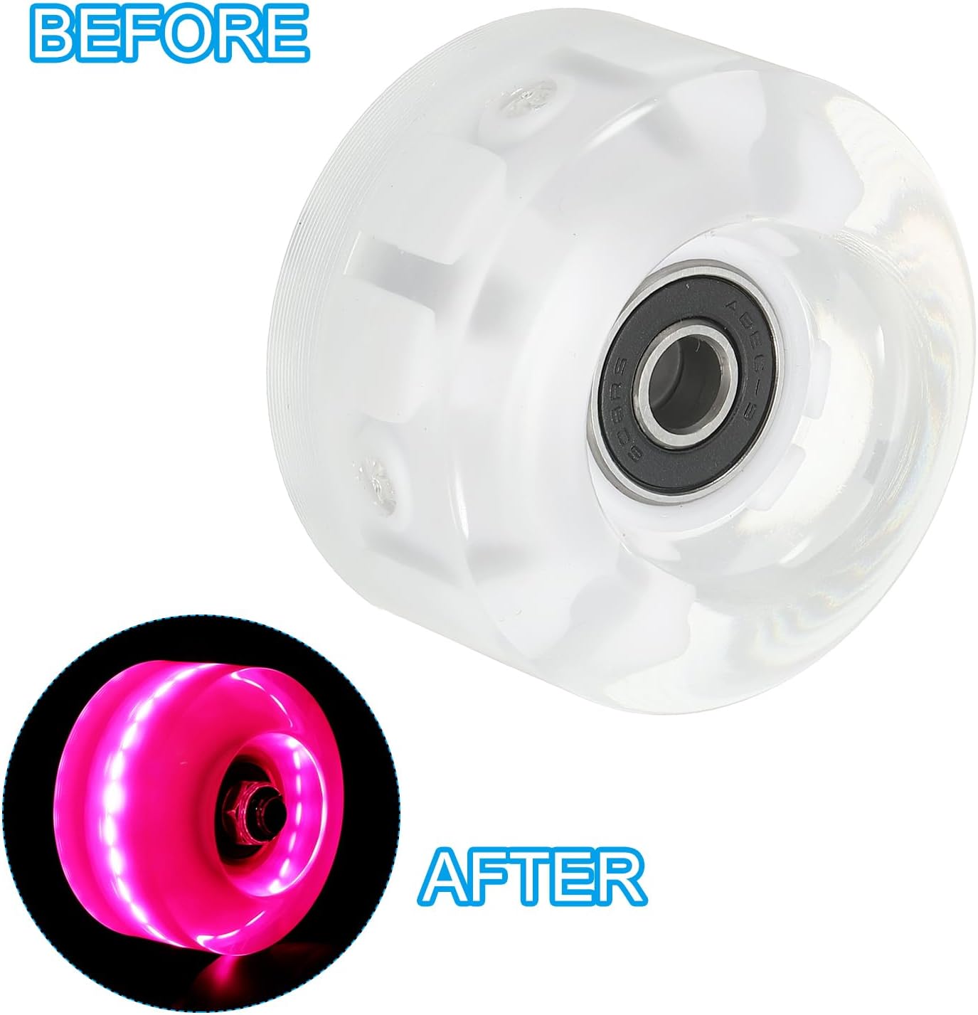 PATIKIL Light Up Skateboard Cruiser Wheels Set with Bearings Trucks Tool Kit for Outdoor Double Row Skating
