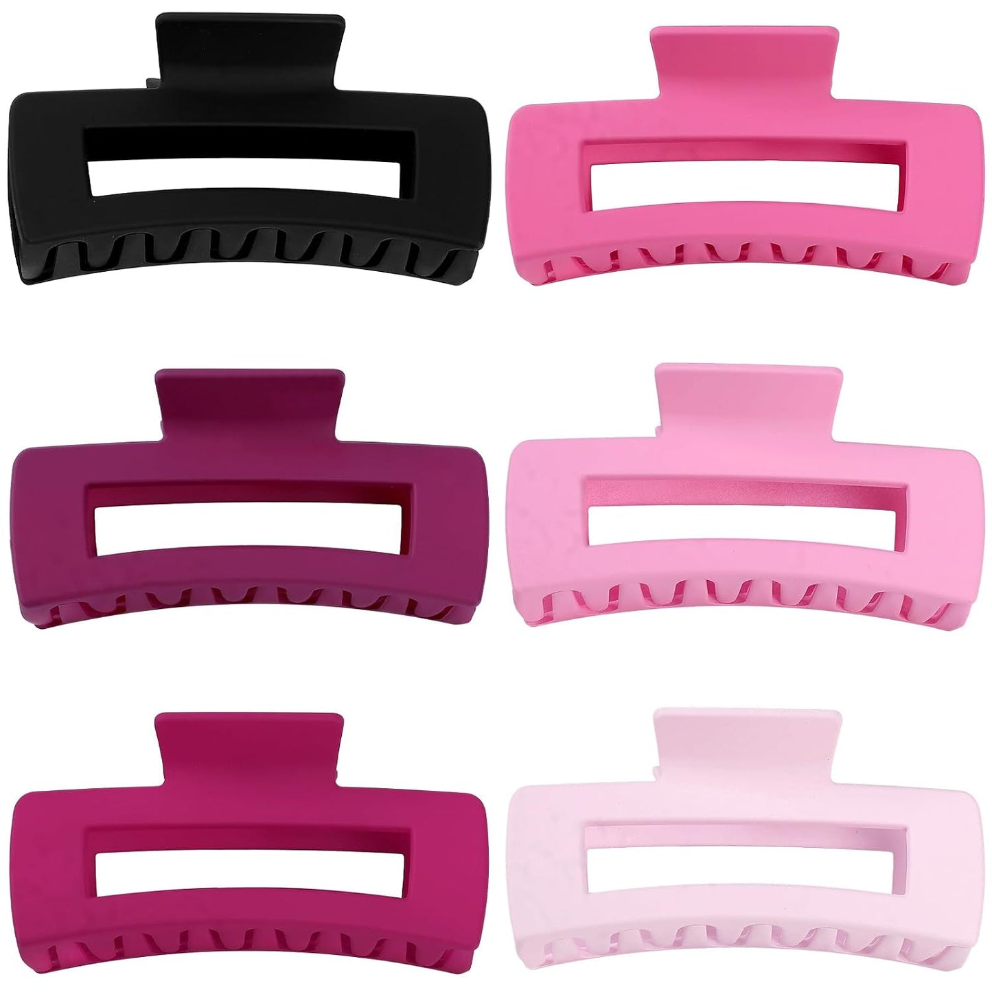 Sisiaipu 4 Inch Big Hair Claw Clips 6 Pcs Large Claw for Thick Hair Square Hair Clips for Women Rectangle Hair Clips Nonslip Acrylic Banana Jaw Clips Hair Accessories for Girls (Pink Purle)