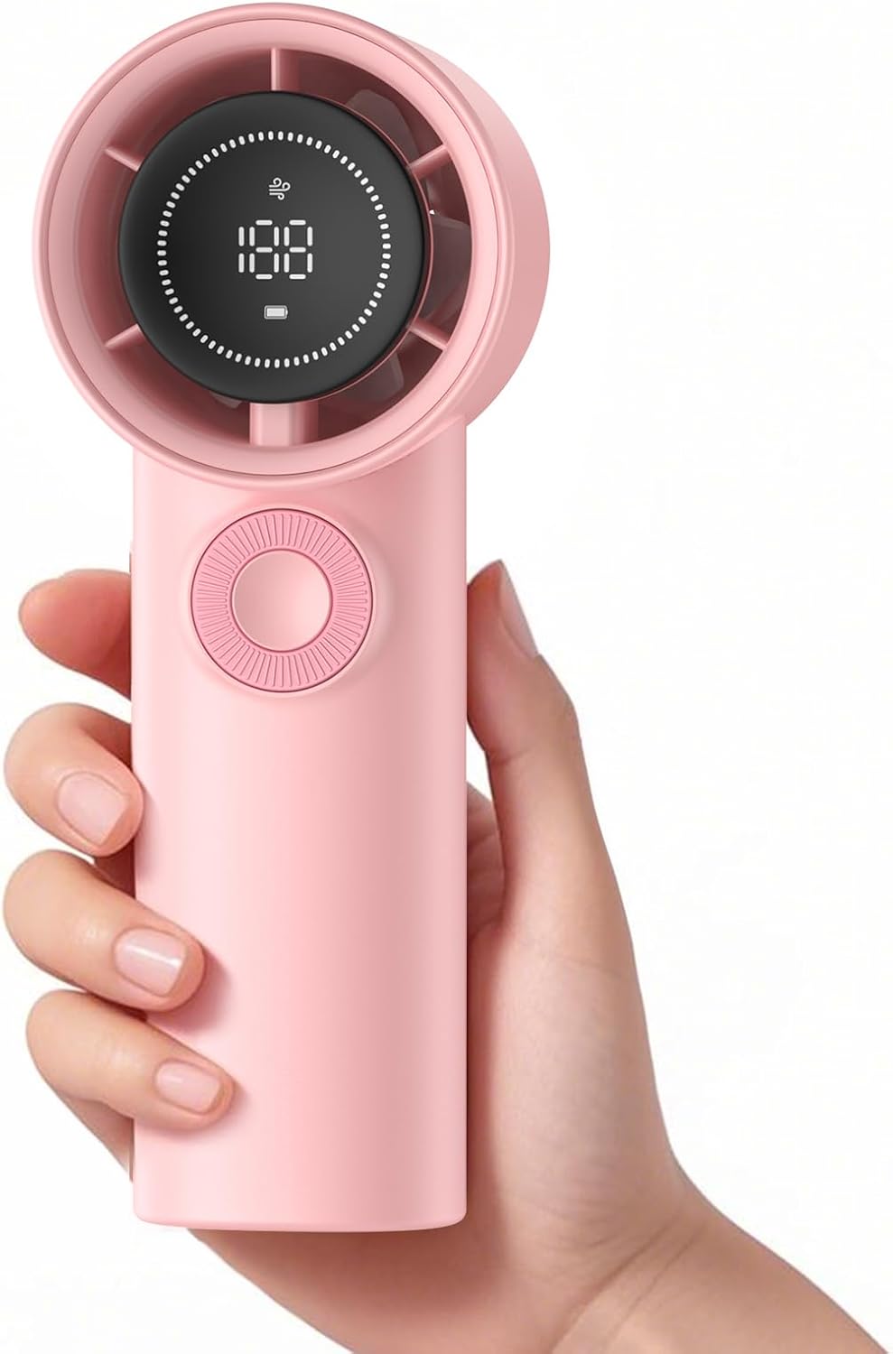 Portable Handheld Turbo Fan with 3600mAh USB Rechargeable Battery, 100-Speeds, 26H Max Cooling Time, Mini Fan Handheld Personal Fans Small Essentials for Women Beach Travel Vacation (Pink)