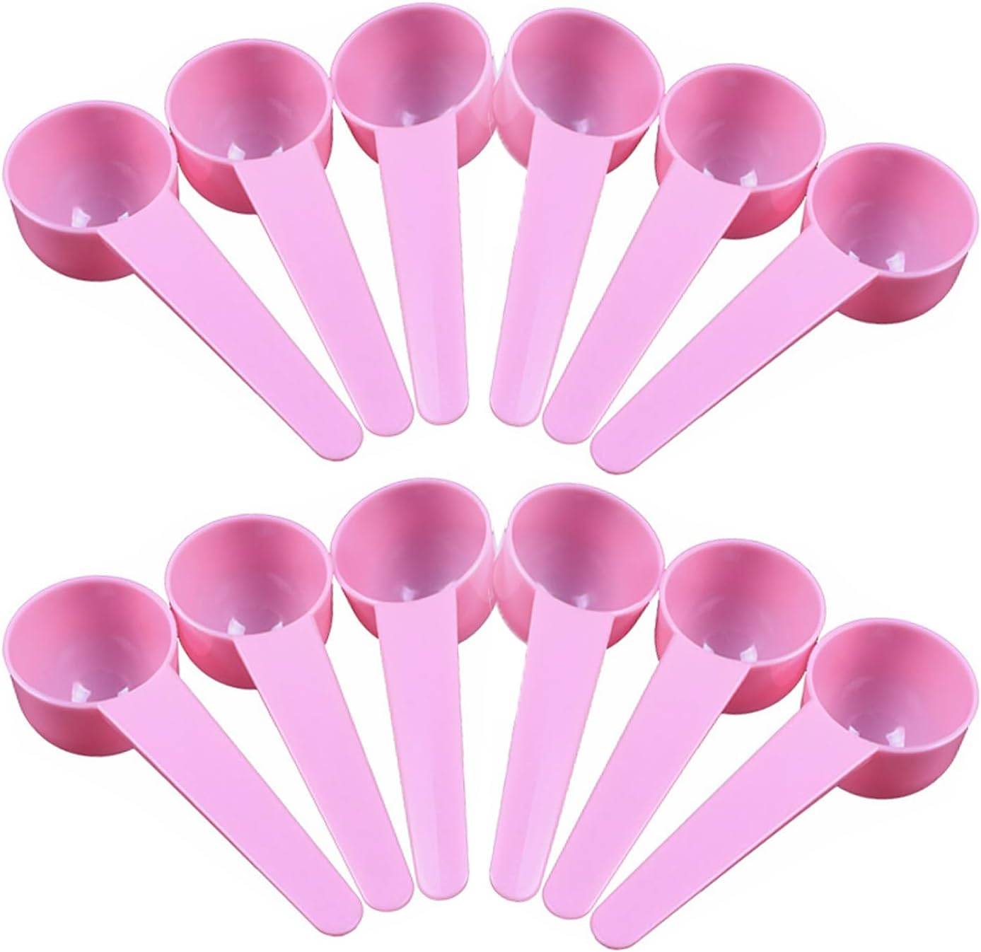 12 Pack Plastic Measuring Scoops, Teaspoon (1 tablespoon/10 mL) Long Handle Scoops for Measuring Coffee Tea Milk Spices Protein Powders Cooking Pet Food (Pink)