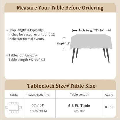 Laolitou Table Cloth (Fits 8 Foot Table) Rectangle Linen Waterproof Textured Light Pink Tablecloth, Washable Wrinkle Free Spill Proof Fabric Tablecloths for Dining Table Farmhouse, 60x104 Inch