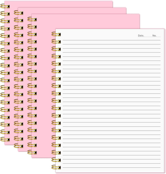 Lined Spiral Notebook B5 Pink Hardcover Notebooks for Work -7.48" X 10.18" 4 Pack 7MM College Ruled,160 Pages 100GSM Thick Paper for Note Taking School Office Supplies