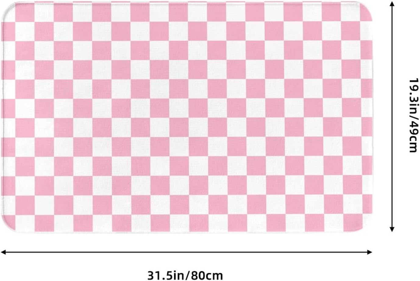 Bathroom Rugs Non Slip Washable - Pink Pastel Checkered Print Kitchen Mats for Floor, Area Rugs for Entryway Mats Indoor, Bathroom Laundry Room Door Rug with Rubber Backing 20 x 31.5 Inch
