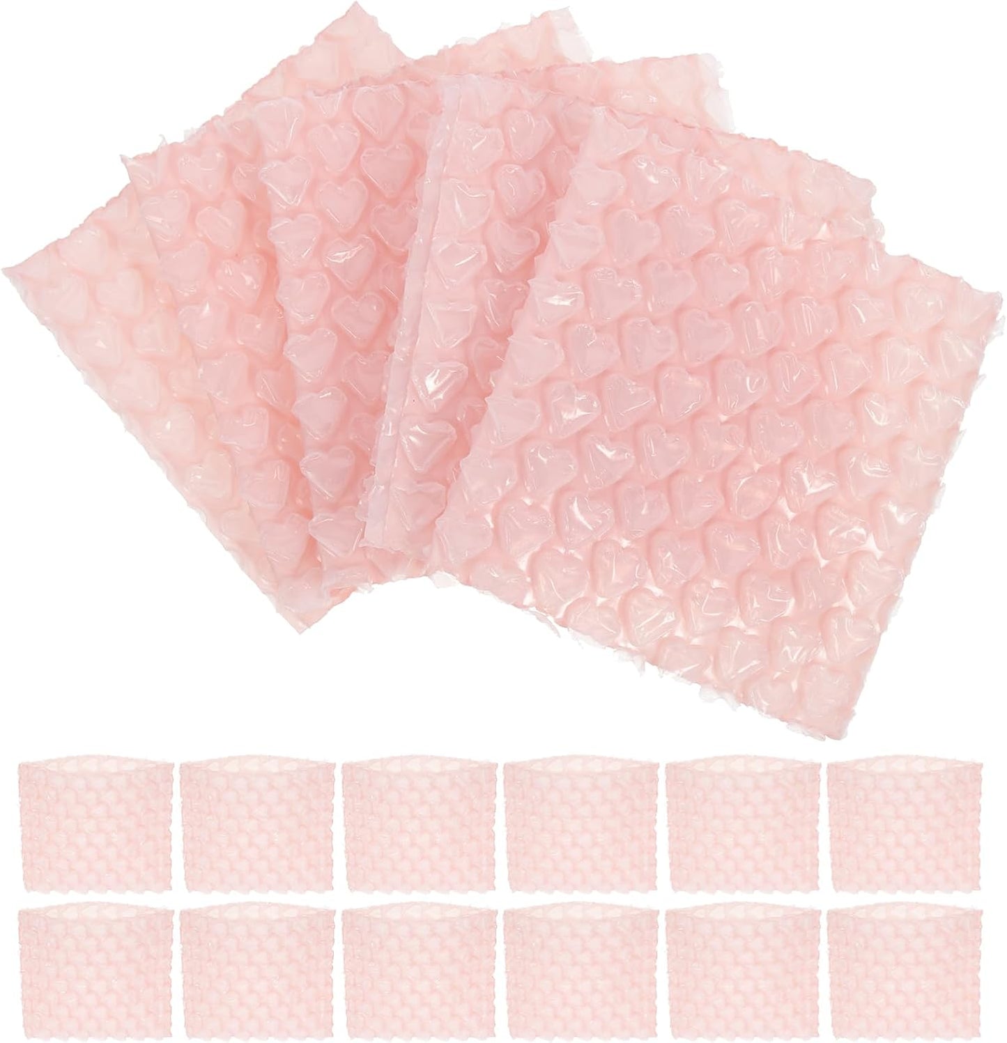 VILLCASE 60Pcs Bubble Out Bags Double Walled Bubble Cushioning Bags for Shipping Packaging 3.93X3.93X0.19In Pink Heart Shaped Pouches for Mailing Protection