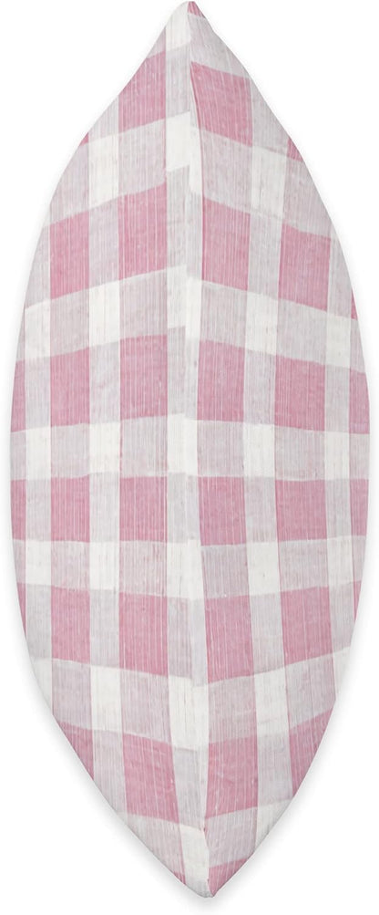 Plaid Pink and White Gingham Check Pattern Throw Pillow
