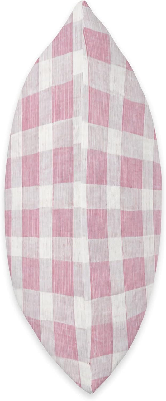 Plaid Pink and White Gingham Check Pattern Throw Pillow