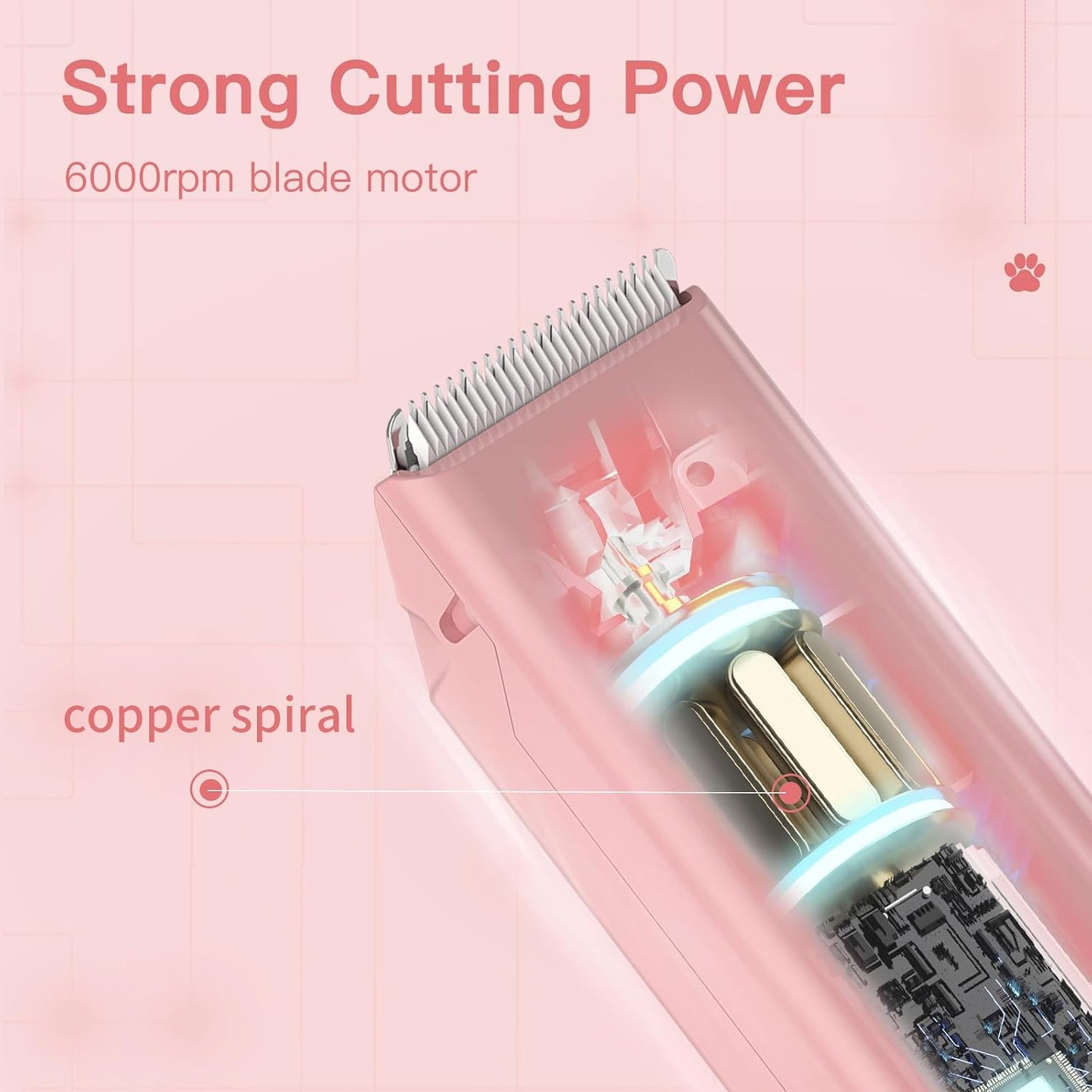 Dog Clipper Pet Grooming Kit Low Noise, Rechargeable Cordless Pet Shaver Waterproof Hair Trimmer for Small, Medium Dogs Cats Animals