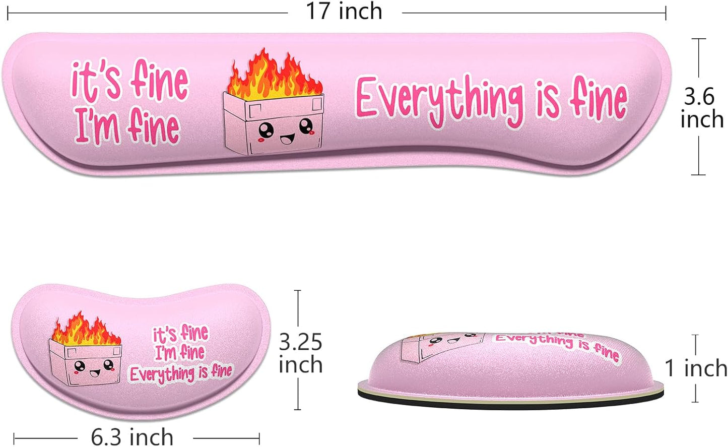 Dapesuom Enlarge Keyboard Wrist Rest, Memory Foam Wrist Cushion for Desk Mats Support, Typing Pain Relief Keyboard Mouse Pad Rests Set with Non-Slip Base for Gaming Laptop Computer, Pink Dumpster