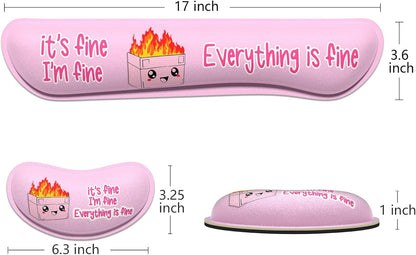 Dapesuom Enlarge Keyboard Wrist Rest, Memory Foam Wrist Cushion for Desk Mats Support, Typing Pain Relief Keyboard Mouse Pad Rests Set with Non-Slip Base for Gaming Laptop Computer, Pink Dumpster