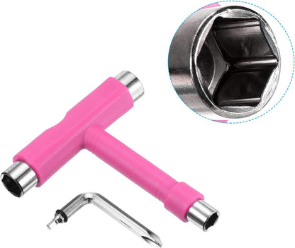 PATIKIL All-in-One Skate Tool, Multi-Function Portable Skateboard Tool T Tool Wrench with L-Type Cross Head Screwdriver