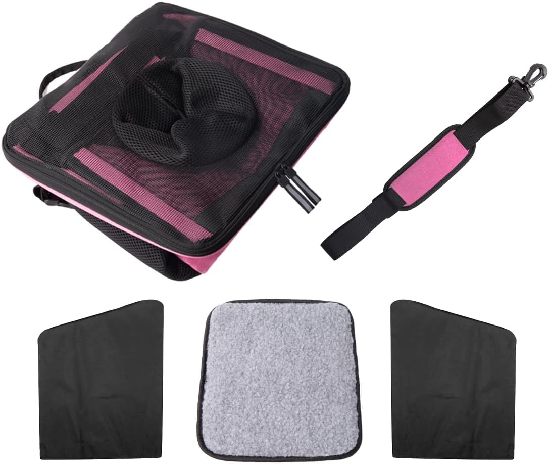 Pet Carrier Bicycle Basket Bag Pet Carrier/Booster Backpack for Dogs and Cats with Big Side Pockets,Comfy & Padded Shoulder Strap,Travel with Your Pet Safety（Pink Carnation）
