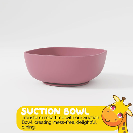 Silicone Baby Feeding Set for Infants with Baby Spoons Baby Forks and Suction Bowls for Baby in Pink Color - (3 Piece Set) Baby Eating Eating Essentials in Safe Silicone