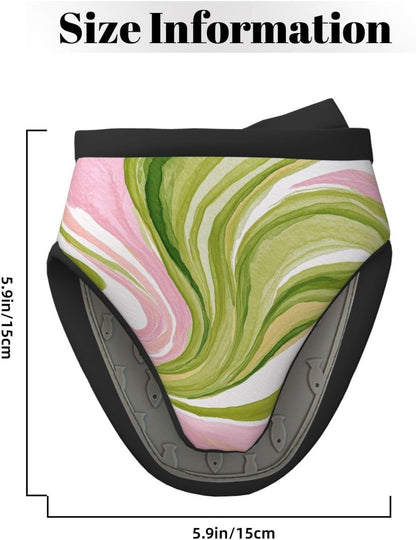 Watercolor Light Pink Green Swirl Marble Mini Silicone Oven Mitts Heat and Slip Resistant Kitchen Mittens,Short Oven Gloves for Safe Cooking Baking & Grill,5.9"X5.9"
