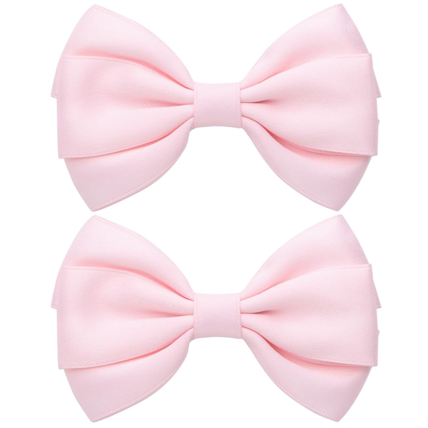 4.5 Inches Hair Bows for Girls Thick Ribbon Boutique Alligator Clips Hair Accessories for Baby Girls Toddlers Kids Teens 2 Pcs (Light Pink)