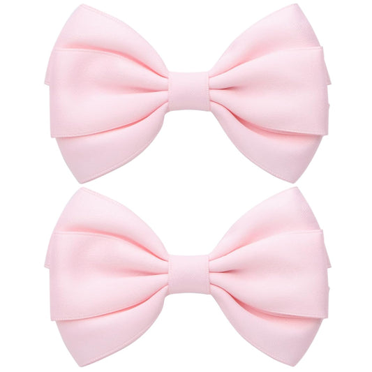 4.5 Inches Hair Bows for Girls Thick Ribbon Boutique Alligator Clips Hair Accessories for Baby Girls Toddlers Kids Teens 2 Pcs (Light Pink)
