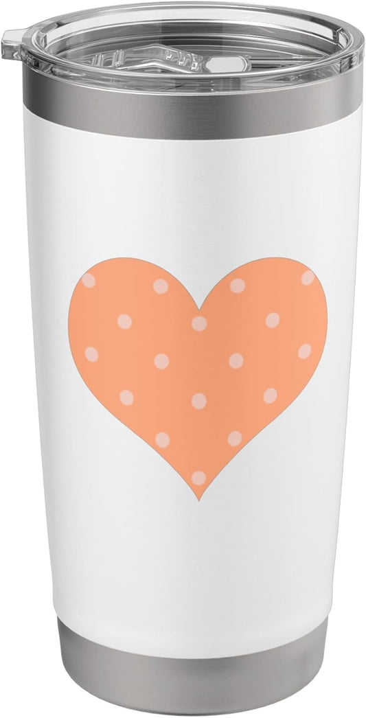 Cute Pastel Coral Peach Big Polka Dot Pattern Minimalist Stainless Steel Insulated Tumbler