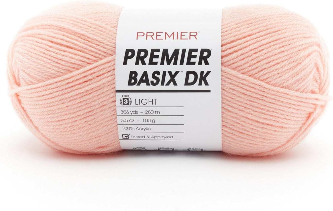 Premier Yarns Basix DK Weight Yarn, Made of Acrylic, Ideal Yarn for Crocheting and Knitting, Machine-Washable, Peach, 3.5 oz, 306 Yards