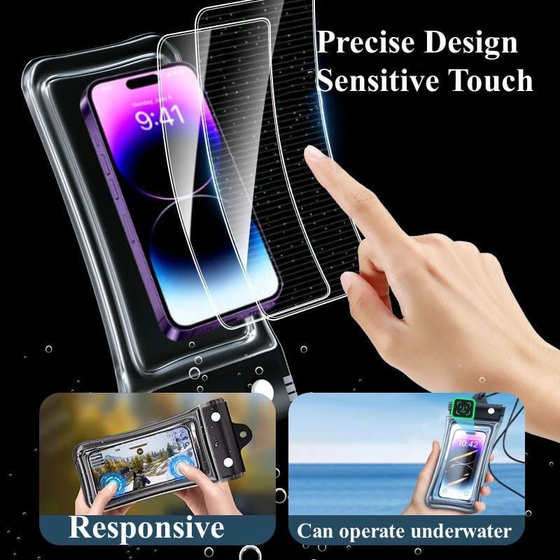 Waterproof Phone Pouch,Floatable Waterproof Phone Pouch with Touchscreen,Universal IPX8 Waterproof Cell Phone Case,Underwater Photography,for Swimming,Rafting,Diving,for All Models (Pink)