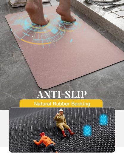 MontVoo -Bath Mat Rug-Rubber Backing Non Slip Quick Dry Absorbent Thin Bathroom Rugs Fit Under Door-Faux Suede Surface Bathroom Floor Mats-Shower Rug for in Front of Bathtub Shower Dusty Rose 17x27.5