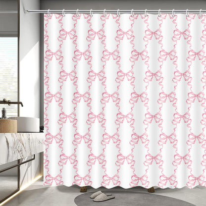 MEHOFOND Bow Shower Curtain Coquette Pink Bow Bathroom Decor for Women Girls Cute Romantic Bow Shower Curtain Modern Art Aesthetic Bathtub Decor Fabric Waterproof Bath Curtain with 12 Hooks 72x72 Inch