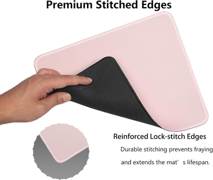 Light Pink Office/Gaming Mouse Pad 10.2x8.2 Inch, Stitched Edge, Durable Portable Solid Color Mat for Desk, Non-Slip Rubber Base, Smooth Surface