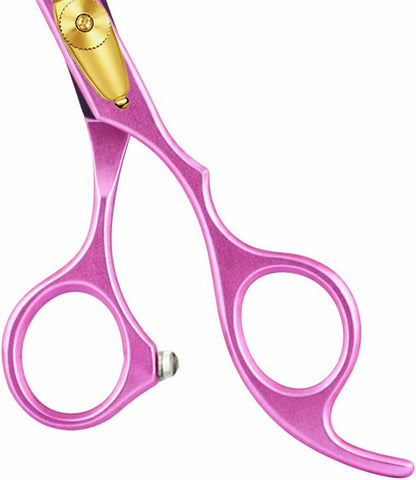 X400 Professional Barber Scissors 6.5” – Pink Hair Cutting Shears for Men & Women Japanese Stainless Steel, Adjustable Tension Screw, Ergonomic Handle Includes Comb & Leather Case