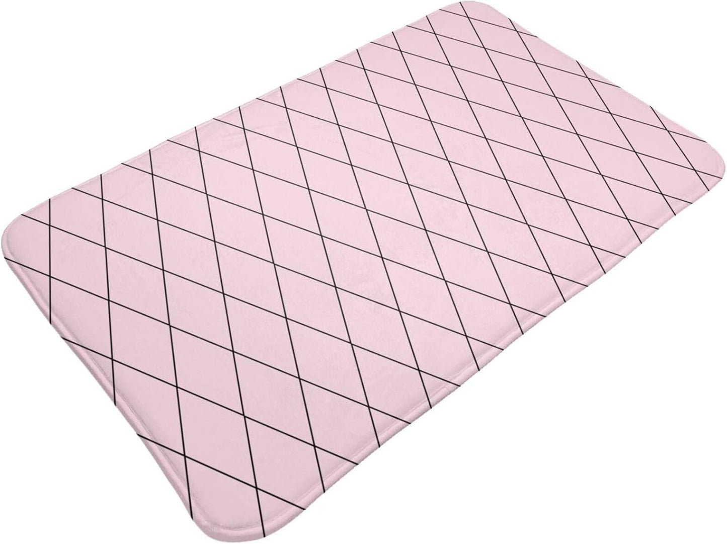 Bathroom Rugs Non Slip Washable 20 x 31.5 Inch - Checkered Pink Pattern Print Kitchen Mats for Floor, Area Rugs for Entryway Mats Indoor, Bathroom Laundry Room Door Rug with Rubber Backing