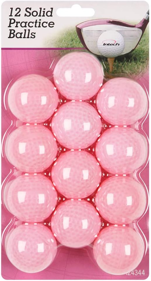 Intech Practice Golf Balls without Holes, Dimpled Limited Flight Plastic Golf Balls for Indoor and Backyard Fun (Assorted Colors)