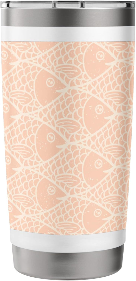 Pretty Peach School of Fish Pattern Stainless Steel Insulated Tumbler