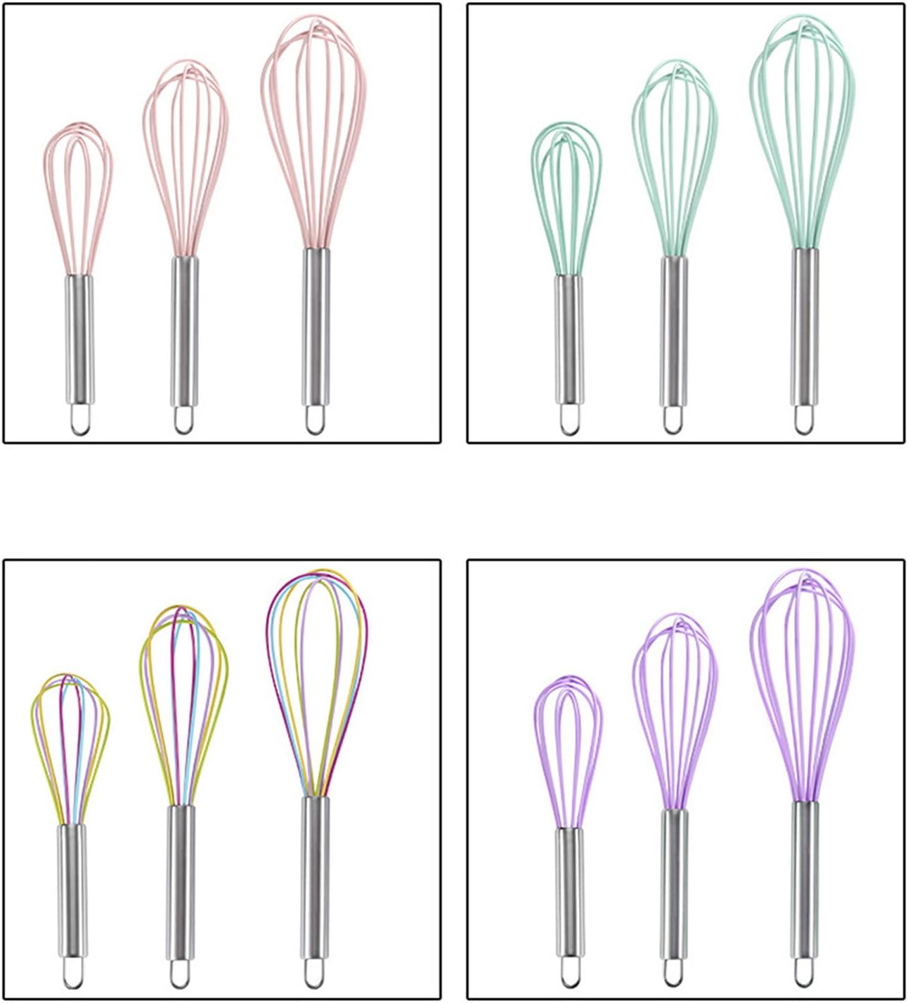 Manual Silicone Whisk Manual Eggs Beater Durable Kitchen Pastry Tools Cake Baking Utensil Mixer for Baking and Cooking, 12 inches, Pink