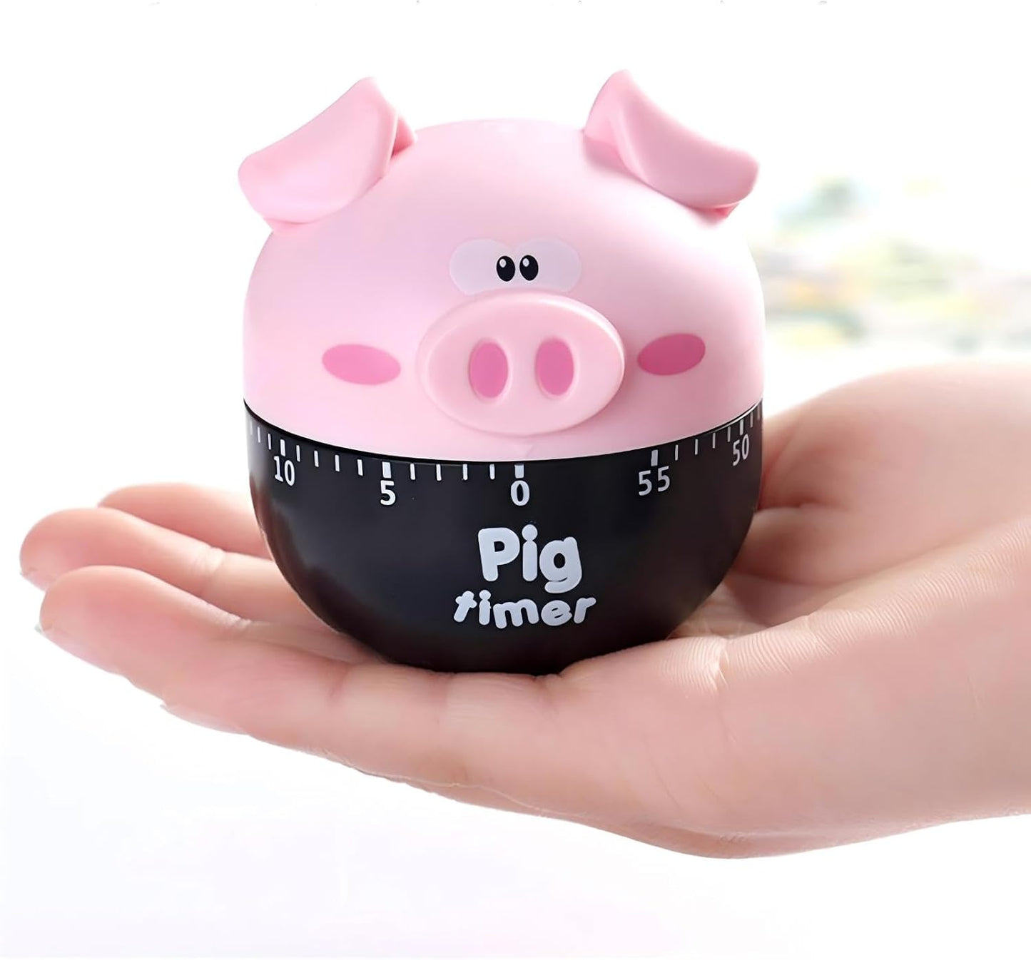 Piggy Kitchen Timer - Cute Manual Egg Timer & Baking, Kitchen timers for Cooking, Perfect for Home Chefs, Bakers & Parents (Pink)