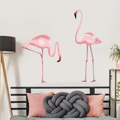 decalmile Pink Flamingo Wall Stickers Peel and Stick Wall Decals for Bedroom Living Room Kids Room Wall Decor(H: 47")