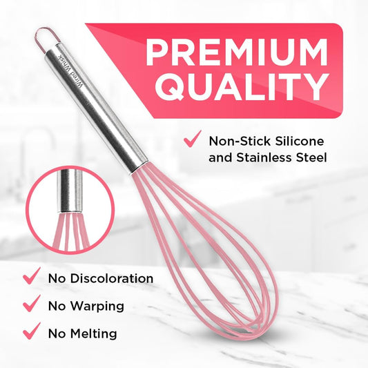 Silicone Whisk Set - Non-Scratch - Pink