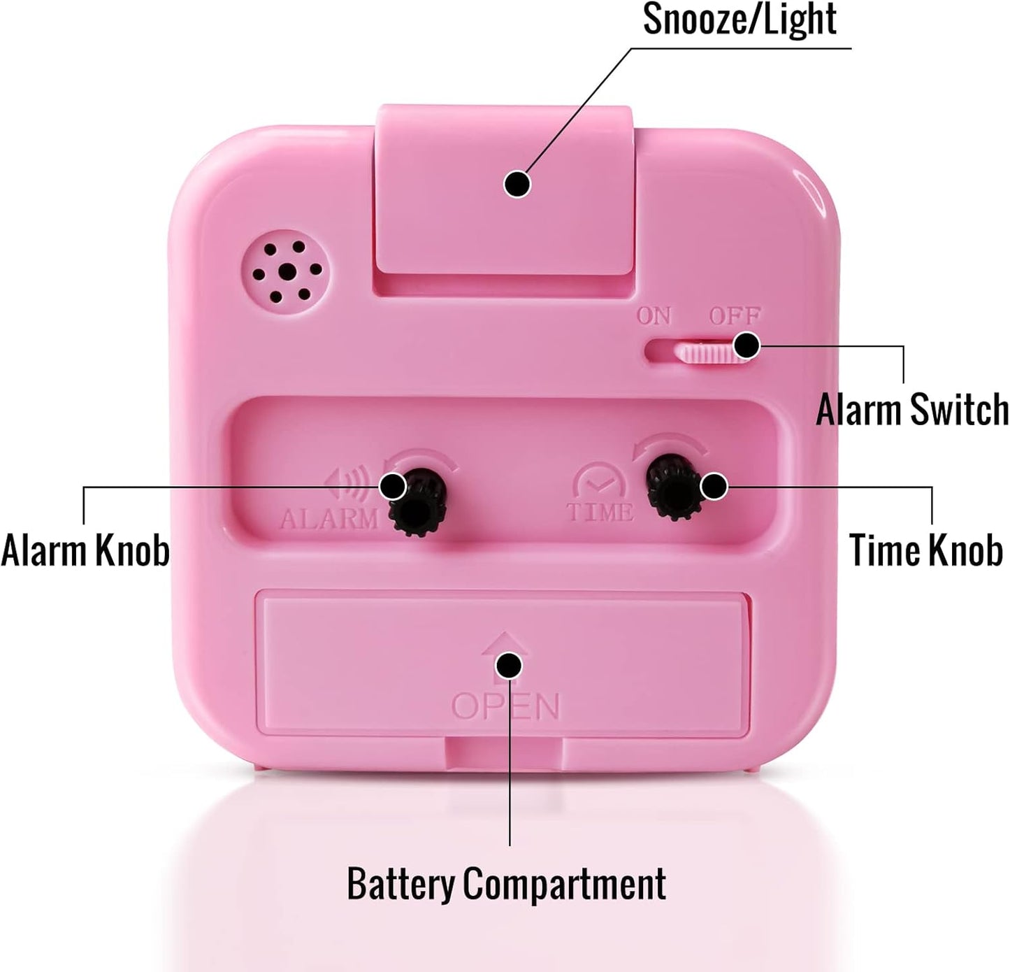Lamisola Small Pink Kids Desk Alarm Clock, Analog Travel Battery Operated Clock,Quieter Bedside Clocks for Girls' Bedrooms Bathroom Living Room Kitchen Shelf Clocks