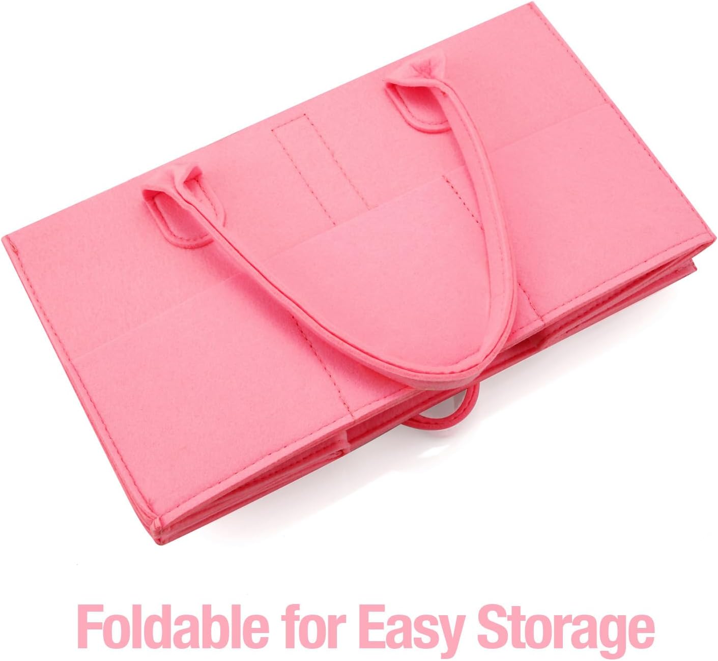 PandaEar Baby Diaper Caddy Organizer, Portable Diaper Holder Organizer Nursery Storage Basket for Wipes & baby stuff, Collapsible Baby Organizer with Divided Design (Light Pink)