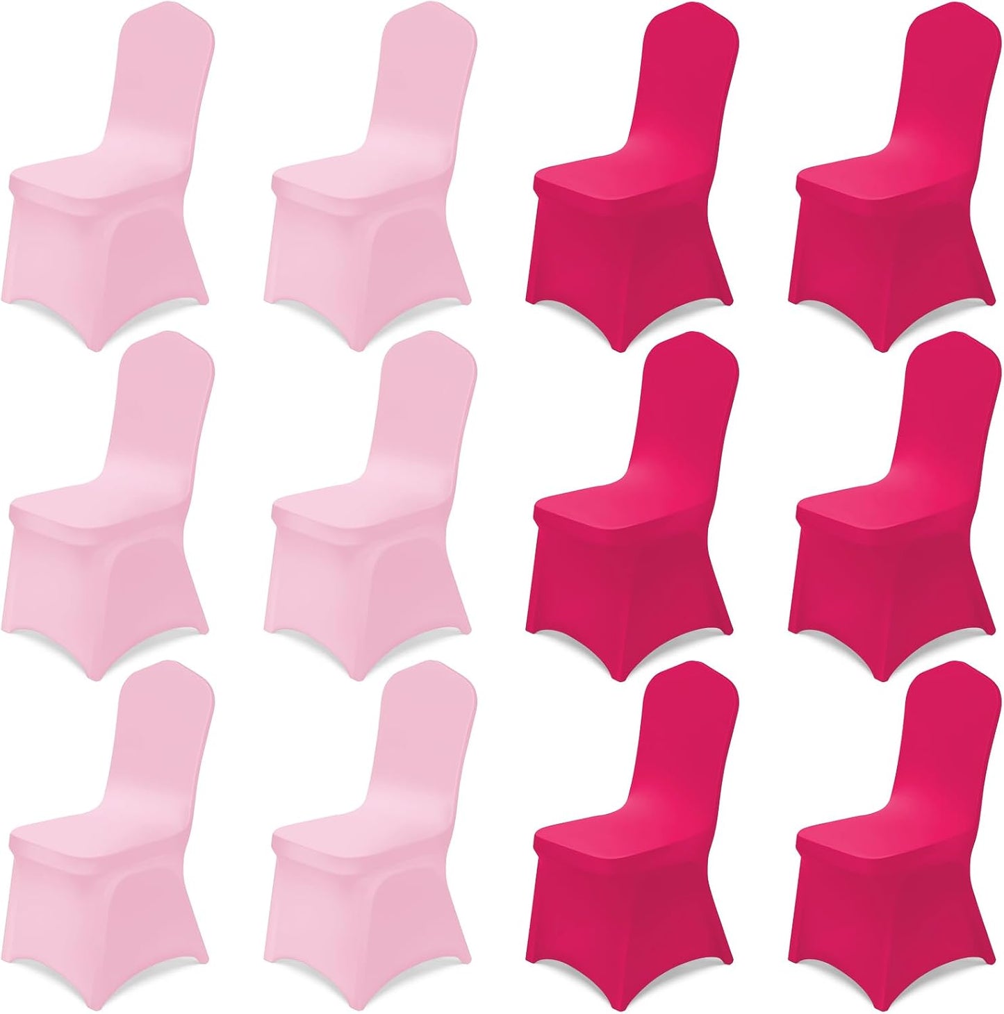 Oudain 12 Pcs Pink Folding Chair Covers Universal Spandex Slipcovers Washable Removable Stretch Chair Protector Covers for Wedding Hot Pink Birthday Party Decoration