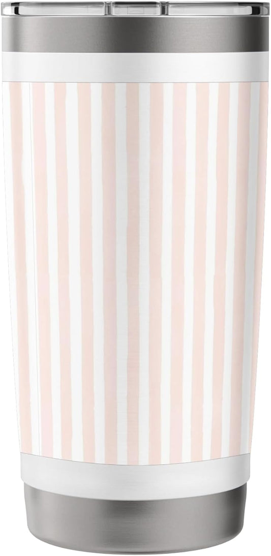 Peach Stripe Watercolor Pattern Girly Design Vintage Cute Stainless Steel Insulated Tumbler