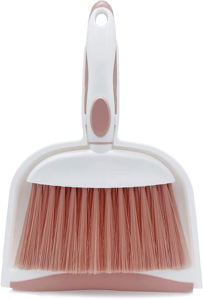 Broom Dustpan Brush Small Dust pan: Small Broom and Dustpan Set Mini Dust pan and Brush Set for Desk, Home, Camping Tent (Pink)