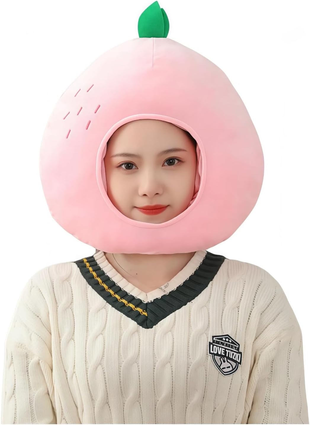 HIPIHOM Plush Fruit Headgear Hat Funny Novelty Hat Sleeping Pillow Toy Photo Props Warm Cosplay Costume Head Accessories