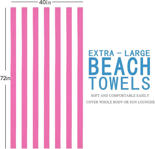 Genovega 6 Packs Oversized 72X40 Inch Stripe Beach Towel Thin Terry Set Extra Large XL Big Clearance Towels Soft Swim Pool Travel Accessories Essentials Camping Adults Men Women Gift Pink