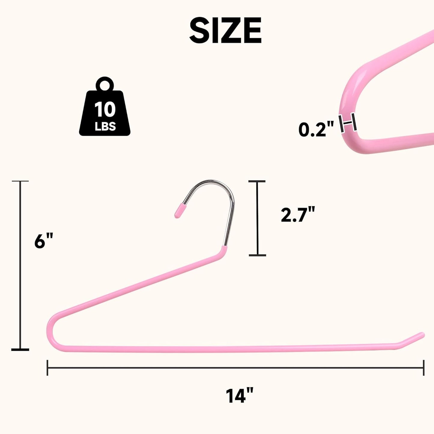 24-Pack Metal Pants Hangers with Non-Slip Coating, Open Ended Jeans Hangers for Space-Saving Storage of Blankets, Scarves and Towels (Pink)