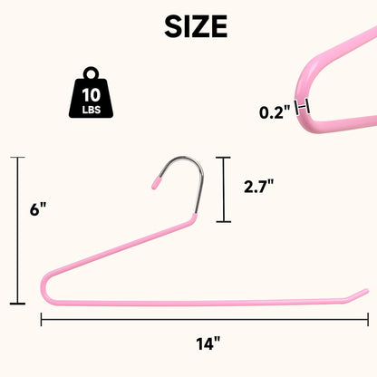 24-Pack Metal Pants Hangers with Non-Slip Coating, Open Ended Jeans Hangers for Space-Saving Storage of Blankets, Scarves and Towels (Pink)