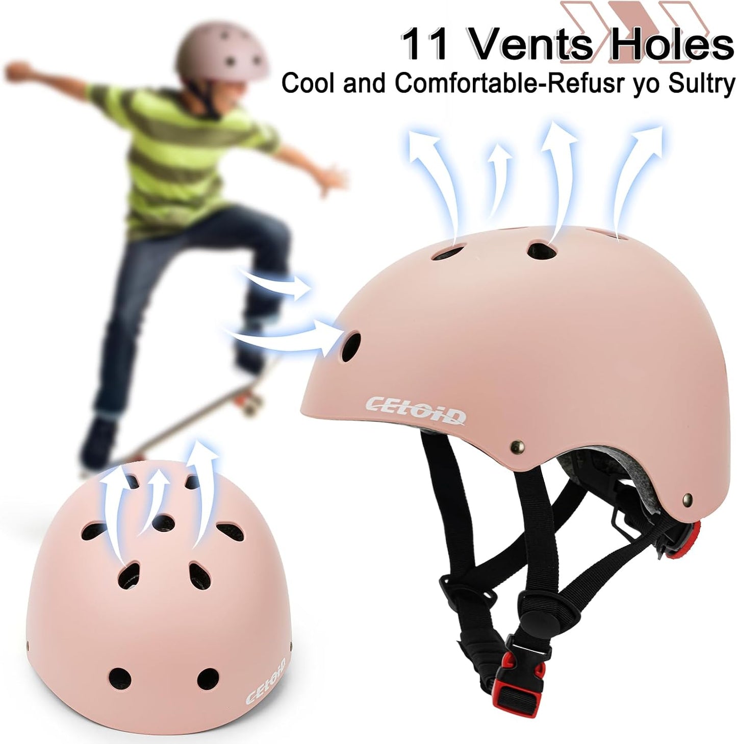 Kids Bike Helmet,Toddler Skateboard Helmets for Ages 2-3-5-8-14 Years Boys Girls，Adjustable Multi-Sport Bicycle Skateboarding Football Roller Skating Scooter Rollerblade Balance Bike Helmet