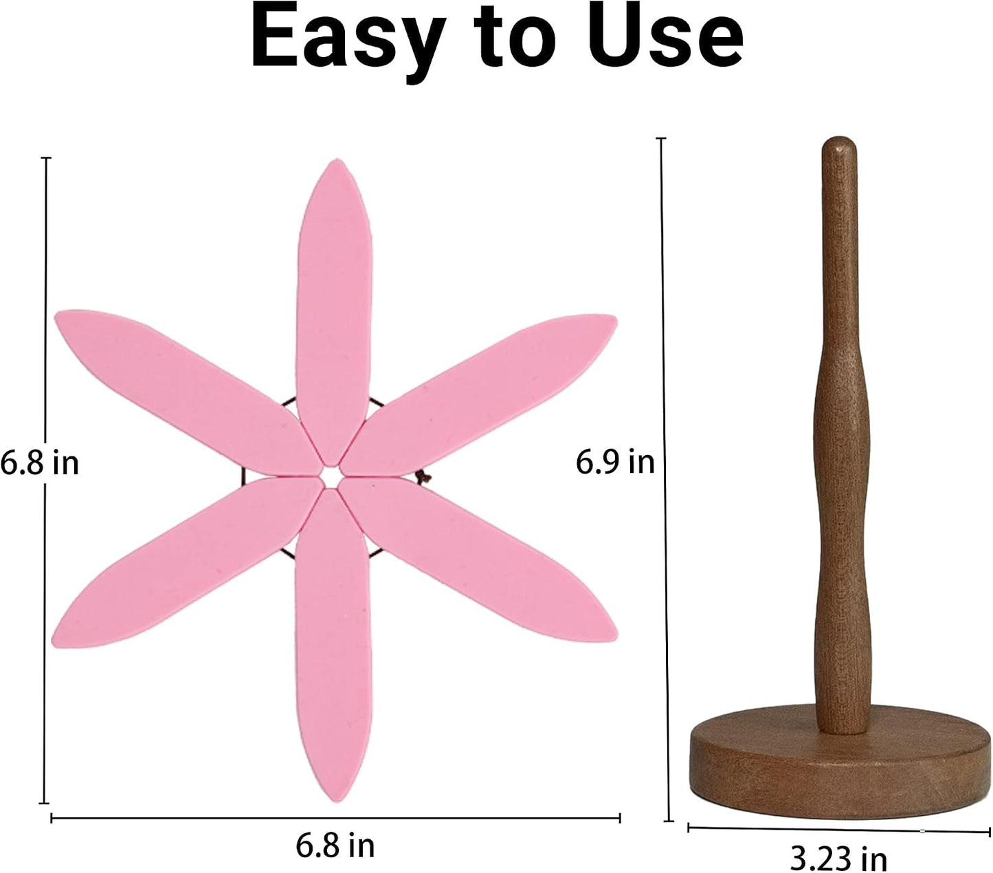 Silicone Trivets Mat Set for Hot Dishes - Tree Trivets with Stand - Hot Pads Pot Holders for Kitchen (Pink)