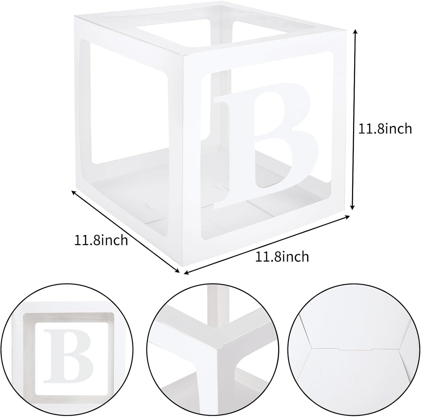 RUBFAC Baby Boxes for Baby Shower Decoration with 8 Letters and 36 Balloons 4pcs Clear Balloon Boxes BABY Blocks for Girls Birthday Party Decorations(Pink)