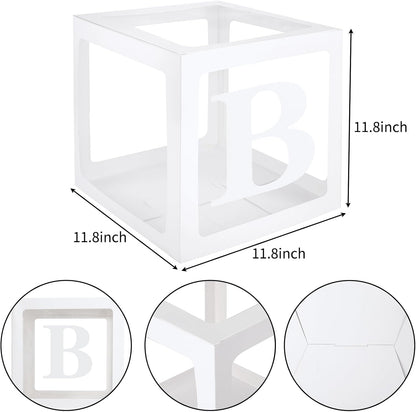 RUBFAC Baby Boxes for Baby Shower Decoration with 8 Letters and 36 Balloons 4pcs Clear Balloon Boxes BABY Blocks for Girls Birthday Party Decorations(Pink)