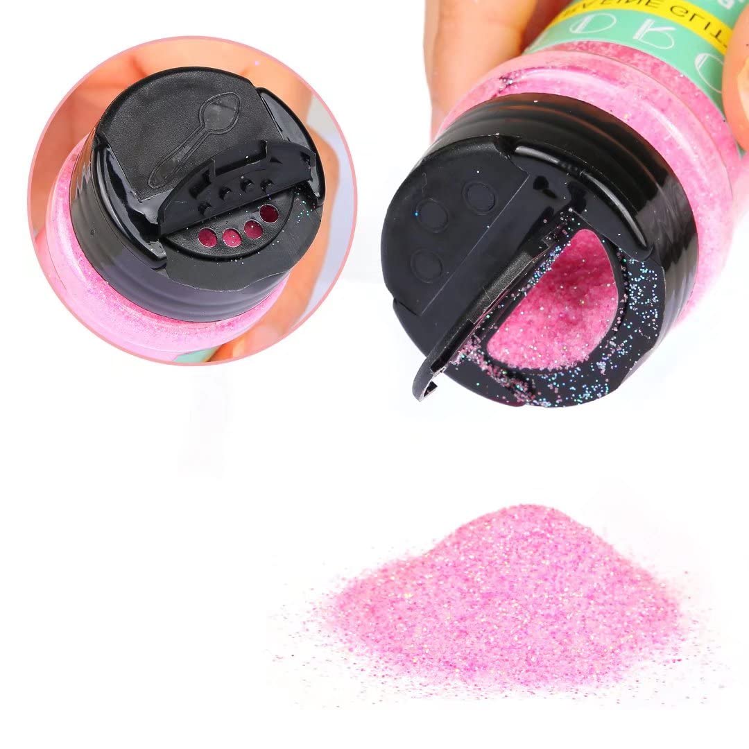 TORC 6 oz Pink Fine Glitter Set, Iridescent Pink Hot Pink Fine Glitter for Resin Crafts Tumblers Slime Cosmetic Nail Art Makeup Festival Decor